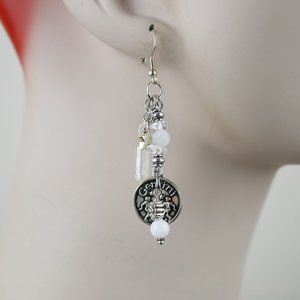 Handmade Zodiac Charm Gemini Dangle Earrings